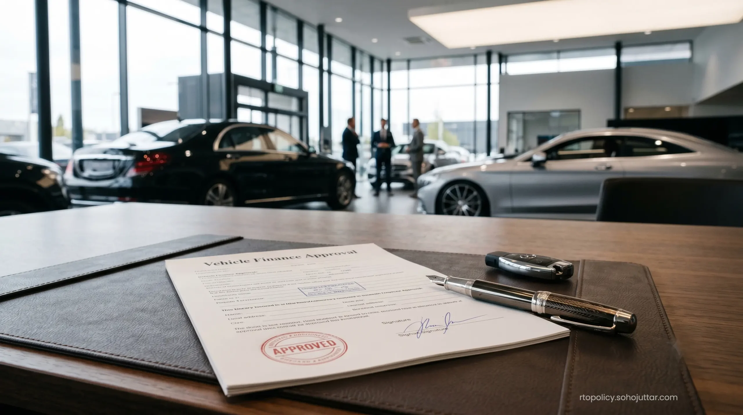 Stamped vehicle finance options document showing successful approval for an elite Indian motorist.