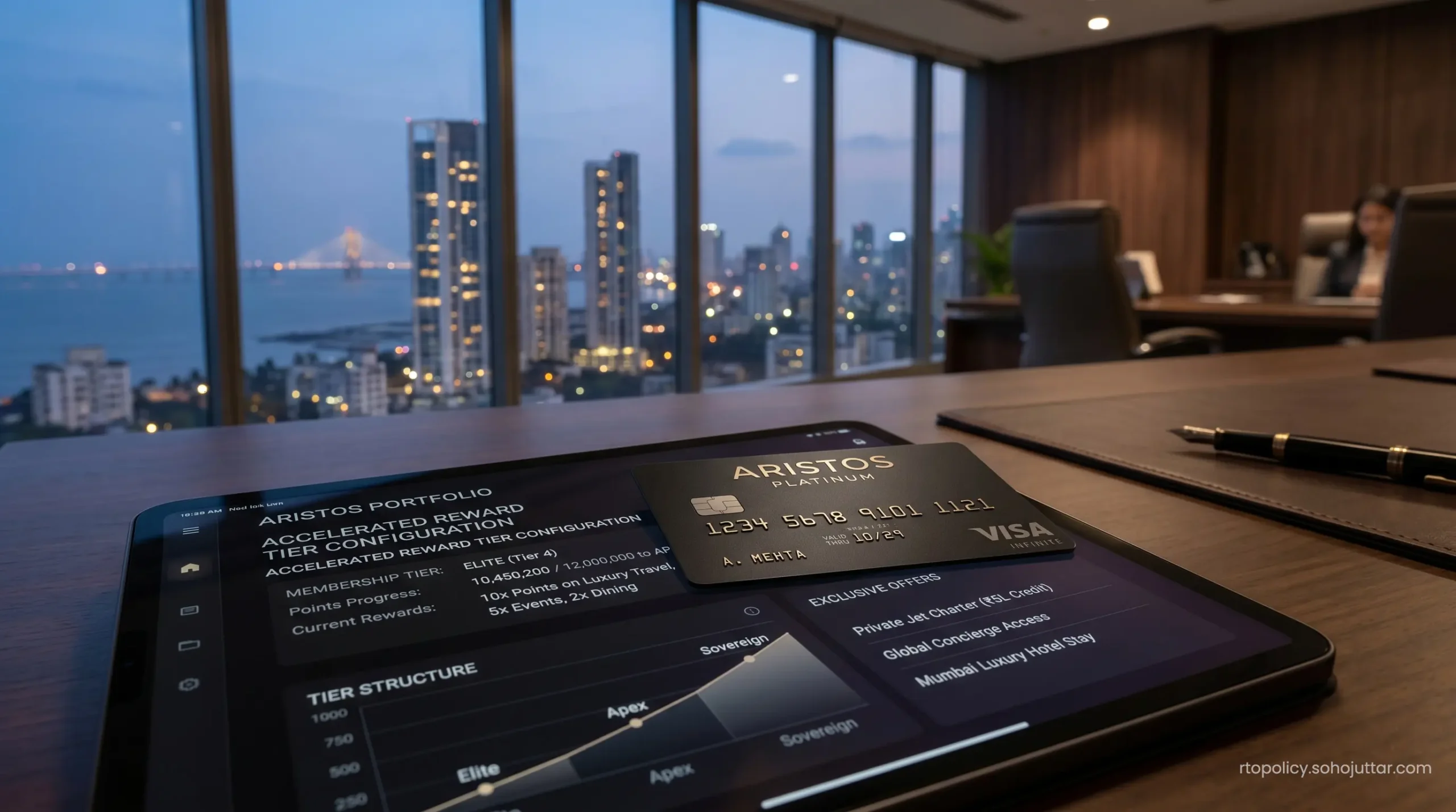 A premium matte-finish credit card resting next to an online insurance payment portal gateway on a tablet screen.